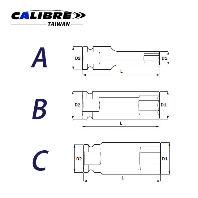 CAC80022 TAIWAN Deep Impact Socket (MM), 1-1/2" 6pt, 41-120 MM