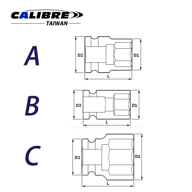 CAC80021 TAIWAN Impact Socket (MM), 1-1/2" 6pt, 36-120 MM