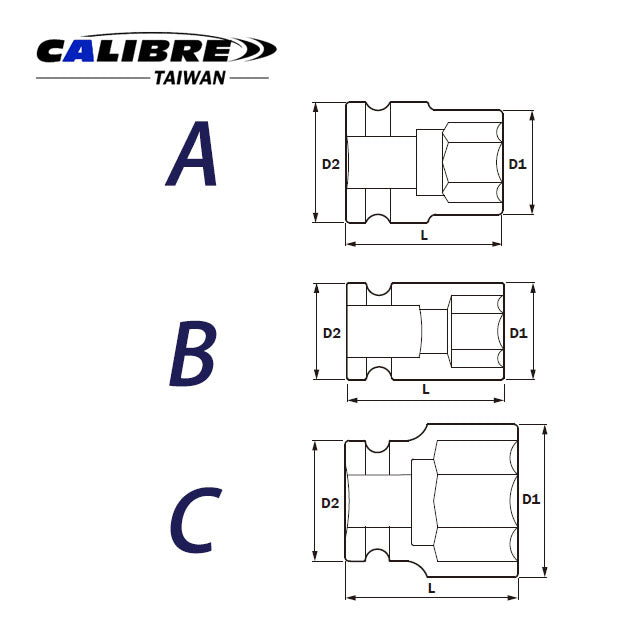 CAC80009 TAIWAN Impact Sockets 1/4", 6pt, MM & SAE sizes