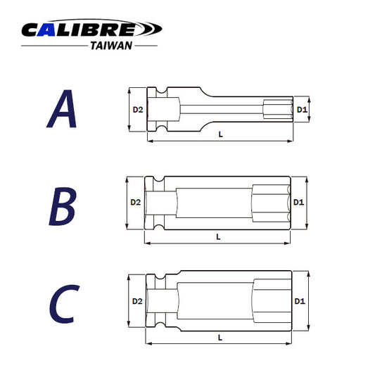 CAC80018 TAIWAN Deep Impact Socket (MM), 3/4" 6pt, 17-70 MM