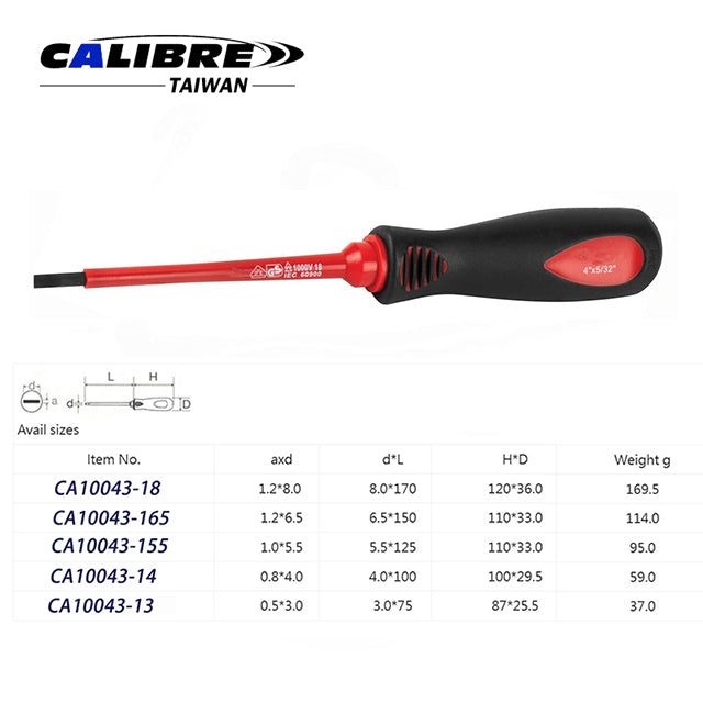 CA10043 TAIWAN CALIBRE 1000V Insulated Screwdrivers