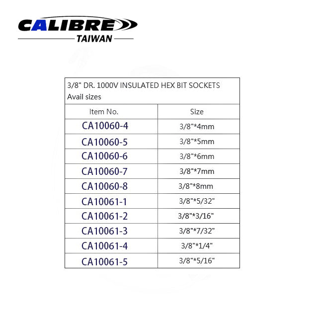 3/8" Dr. 1000V VDE Hex Bit Socket