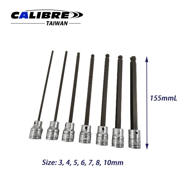 7pc 3/8” Dr 150mm Hex Bits