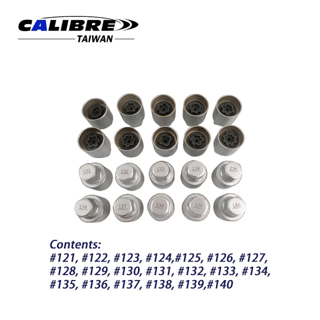 20pc Wheel Locking Nut Key Set