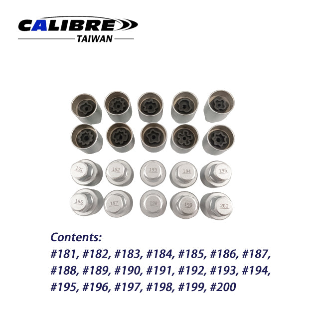 20pc Wheel Locking Nut Key Set - Vauxhall C
