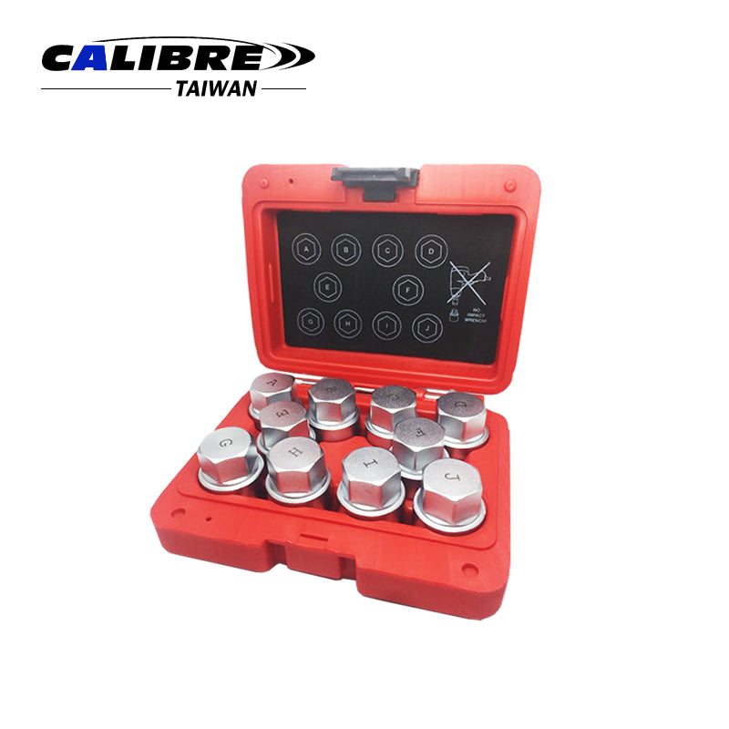 10pc Land Rover Wheel Locking Nut Key Set