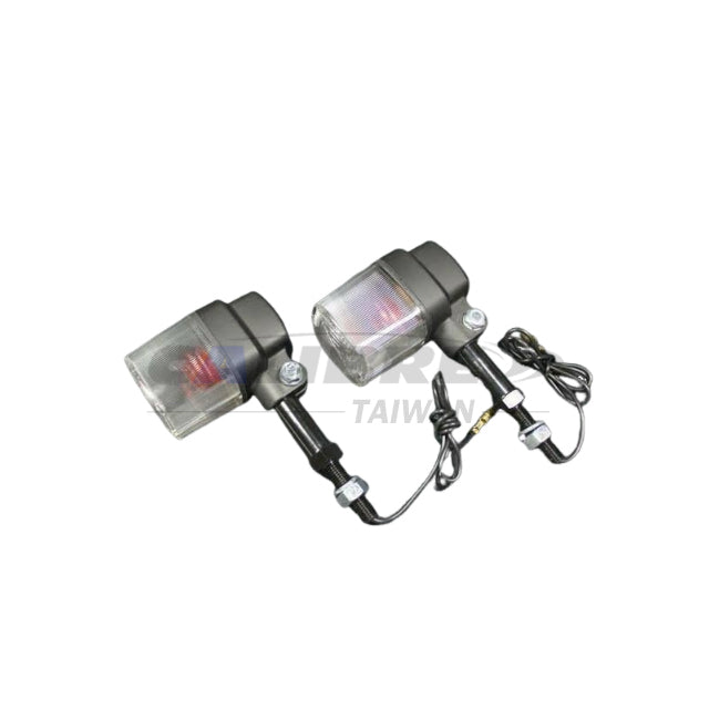 CAA220008 TAIWAN CALIBRE Universal Square Turn Signals Clear/Black with Brackets 2pc