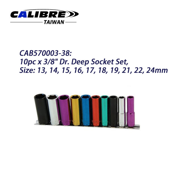 Colored Deep Sockets Set On Rail