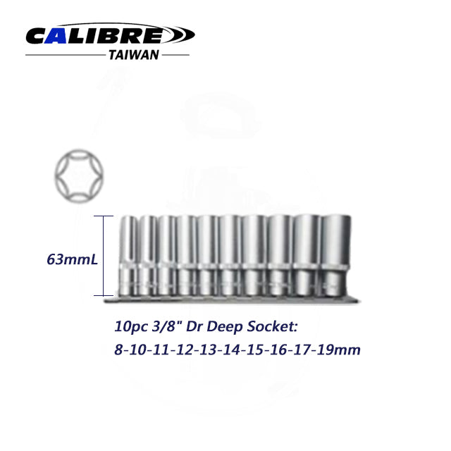 3/8" Dr Deep Socket 6pt Socket Rail
