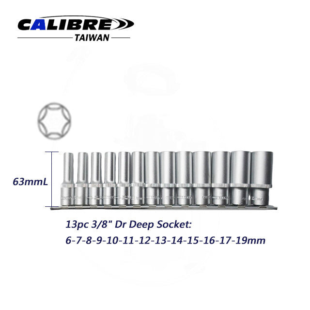 3/8" Dr Deep Socket 6pt Socket Rail