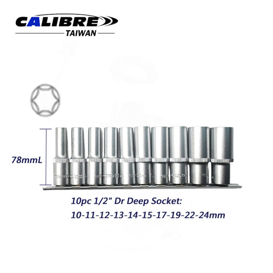 1/2" Dr Deep Socket 6pt Socket Rail