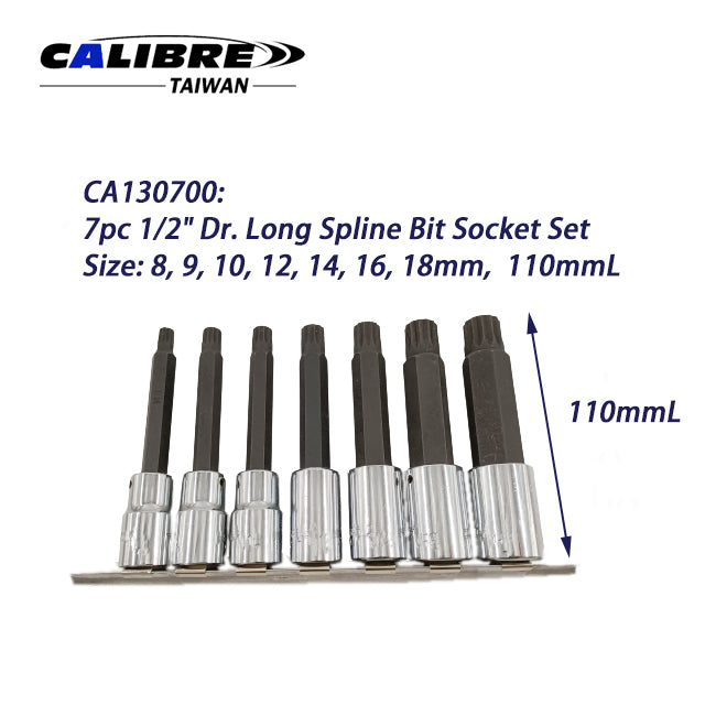 1/2" Dr 110mmL Spline Bit Socket Set