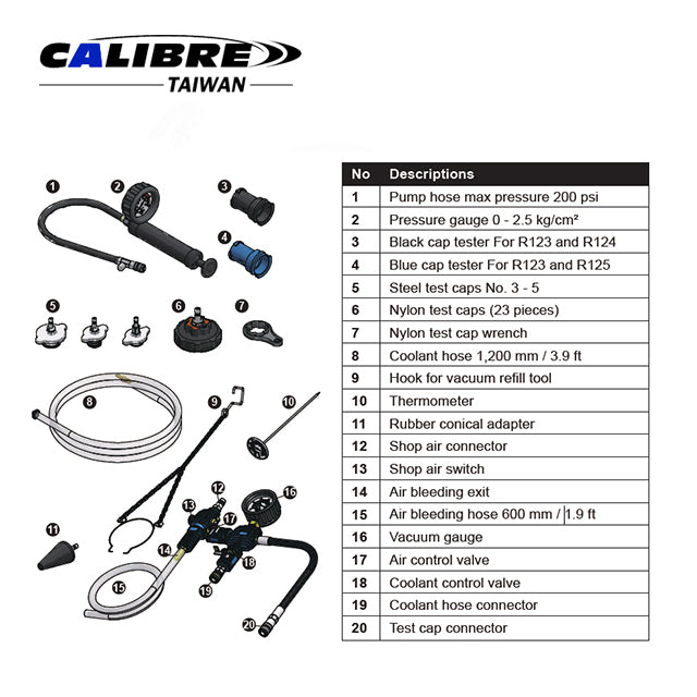 35pc Cooling System Leakage Tester and Vacuum-Type Coolant Refilling Kit
