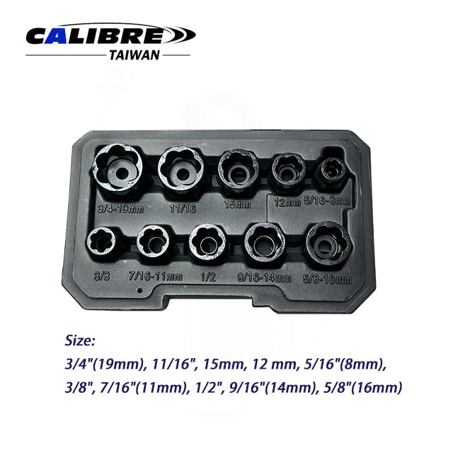 10pc 3/8” DR SAE / Metric Twist Extractor Set
