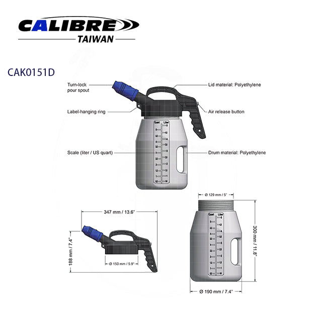 Fluid Drum with a Black or Blue Pour Spout
