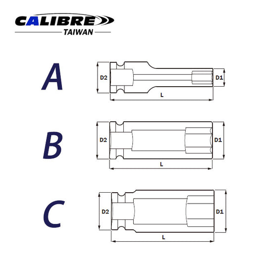 CAC80022 TAIWAN Deep Impact Socket (MM), 1-1/2" 6pt, 41-120 MM