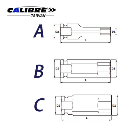 CAC80010 TAIWAN Deep Impact Sockets 1/4", 6pt, MM & SAE sizes