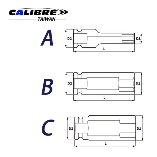 CAC80010 TAIWAN Deep Impact Sockets 1/4", 6pt, MM & SAE sizes