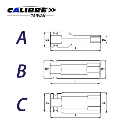 CAC80020 TAIWAN Deep Impact Socket (MM), 1" 6pt, 19-100 MM