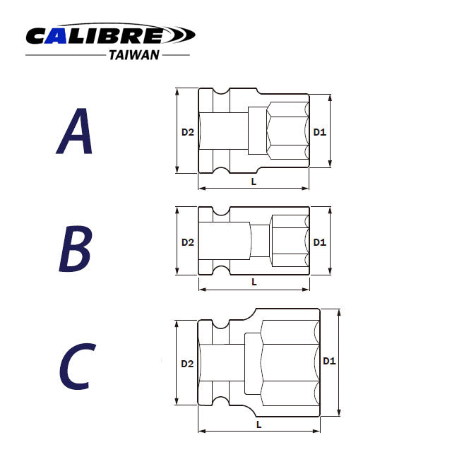 CAC80017 TAIWAN Impact Socket (MM), 3/4" 6pt, 17-70 MM