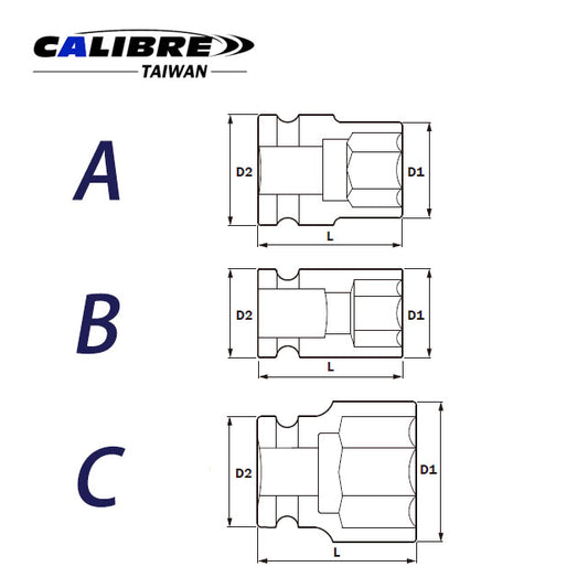 CAC80017 TAIWAN Impact Socket (MM), 3/4" 6pt, 17-70 MM