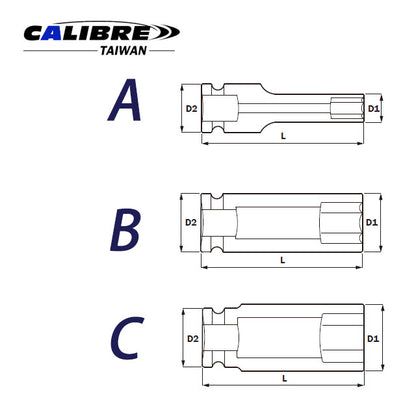 CAC80012 TAIWAN Deep Impact Sockets 3/8", 6pt & 12pt, MM & SAE sizes