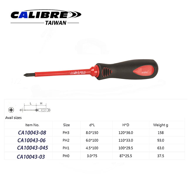 CA10043 TAIWAN CALIBRE 1000V Insulated Screwdrivers
