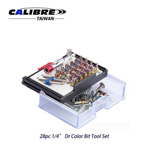 28pc 1/4” Dr Color Bit Tool Set
