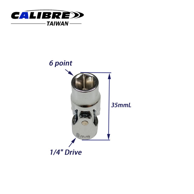 6pt 1/4" Dr Universal Joint Swivel Socket