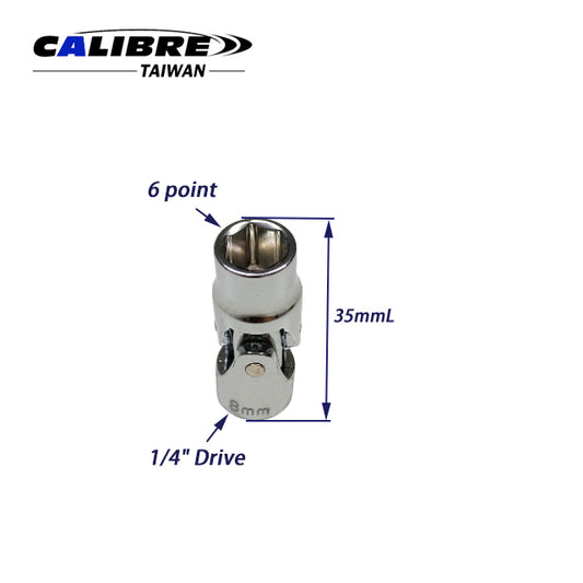 6pt 1/4" Dr Universal Joint Swivel Socket