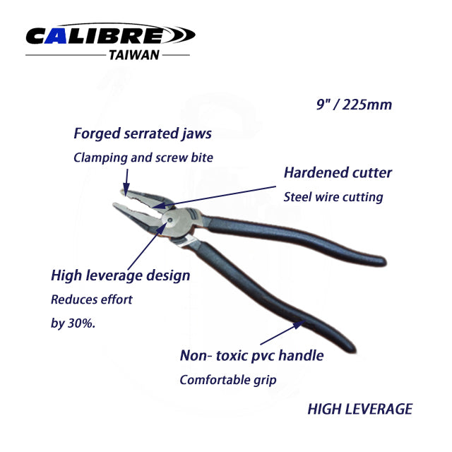 9" High Leverage Combination Pliers