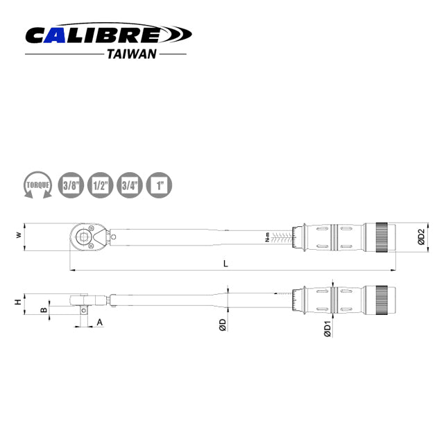24T Adjustable Torque wrench push-through
