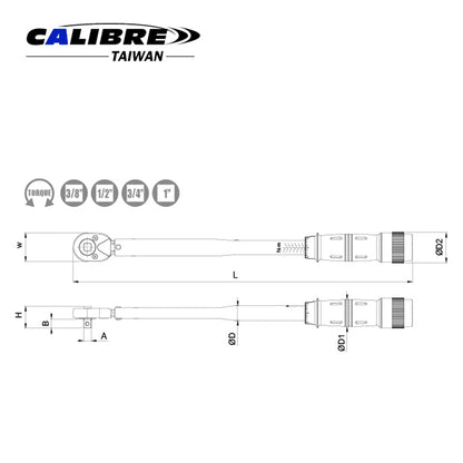 24T Adjustable Torque wrench push-through