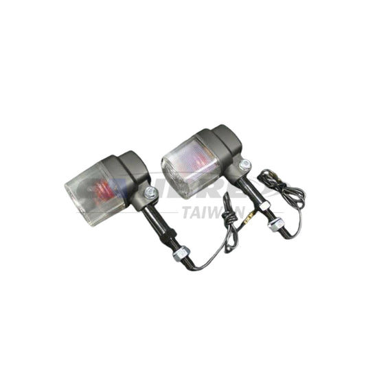 CAA220008 TAIWAN CALIBRE Universal Square Turn Signals Clear/Black with Brackets 2pc