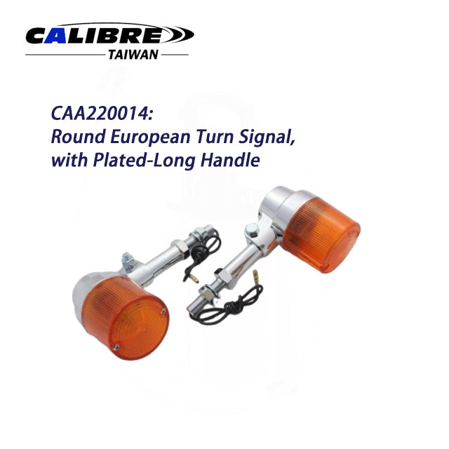 European Turn Signals, Round, Orange, Plated, with Handle