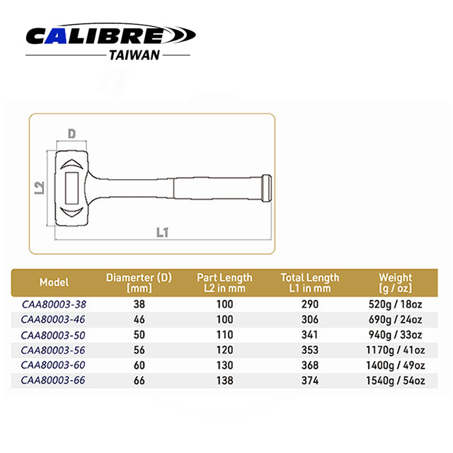 CAA80003 TAIWAN CALIBRE PU Dead Blow Hammer