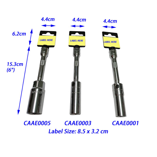 3/8” Dr 6PT  6” Length Magnetic Swivel Spark Plug Socket