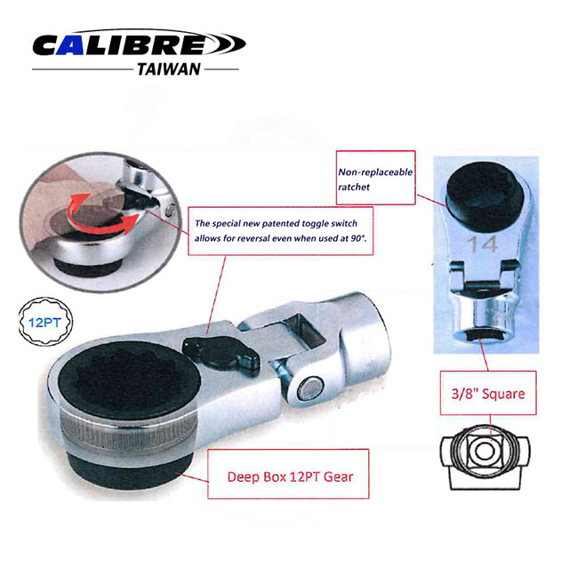 Reversible Flex-Head Ratcheting Wrench