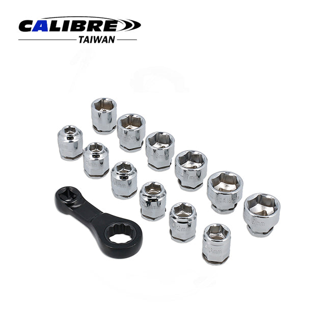 13pc Ratchet Torque Adapter with Shallow Insert Sockets