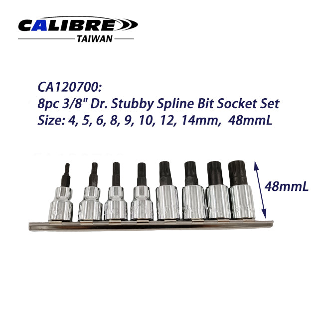 3/8" Dr 48mmL Spline Bit Socket Set