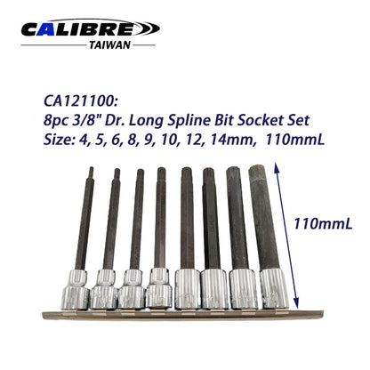 3/8" Dr 110mmL Spline Bit Socket Set