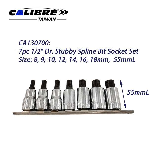 1/2" Dr 55mmL Spline Bit Socket Set
