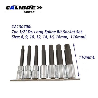1/2" Dr 110mmL Spline Bit Socket Set