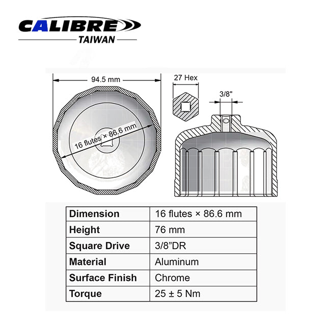 3/8" Drive Oil Filter Wrench