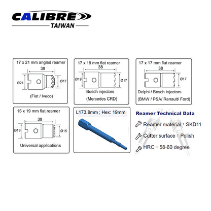 5pc Diesel Injector Seat Cutter Set