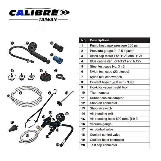 35pc Cooling System Leakage Tester and Vacuum-Type Coolant Refilling Kit