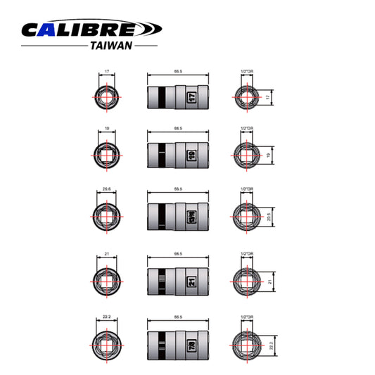Double-sided Flip Hex-Twist Wheel Lug Nut Socket Set