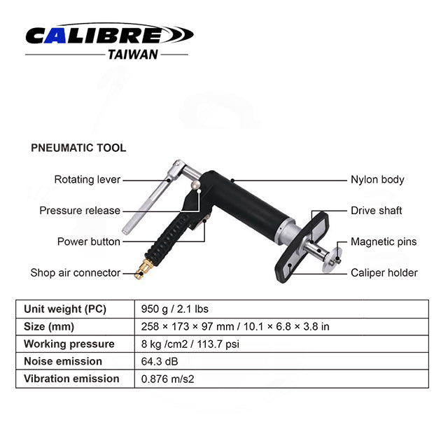 CAK0147T TAIWAN CALIBRE Air Powered Brake Caliper Wind Back Tool for Tesla Models